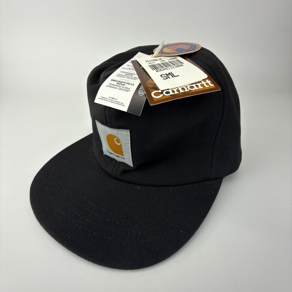 Carhartt Quilt Lined Insulated Hat Ear Flaps Mens Small A15 BLK Black NWT NOS